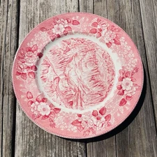 Antique Red Transfer Ware Adams Staffordshire Decorative Plates Luray Caverns,Va