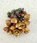 VINTAGE 1940s MIRIAM HASKELL WOOD STARS and BELLS BROOCH / GOLD GILDED HANDWIRED