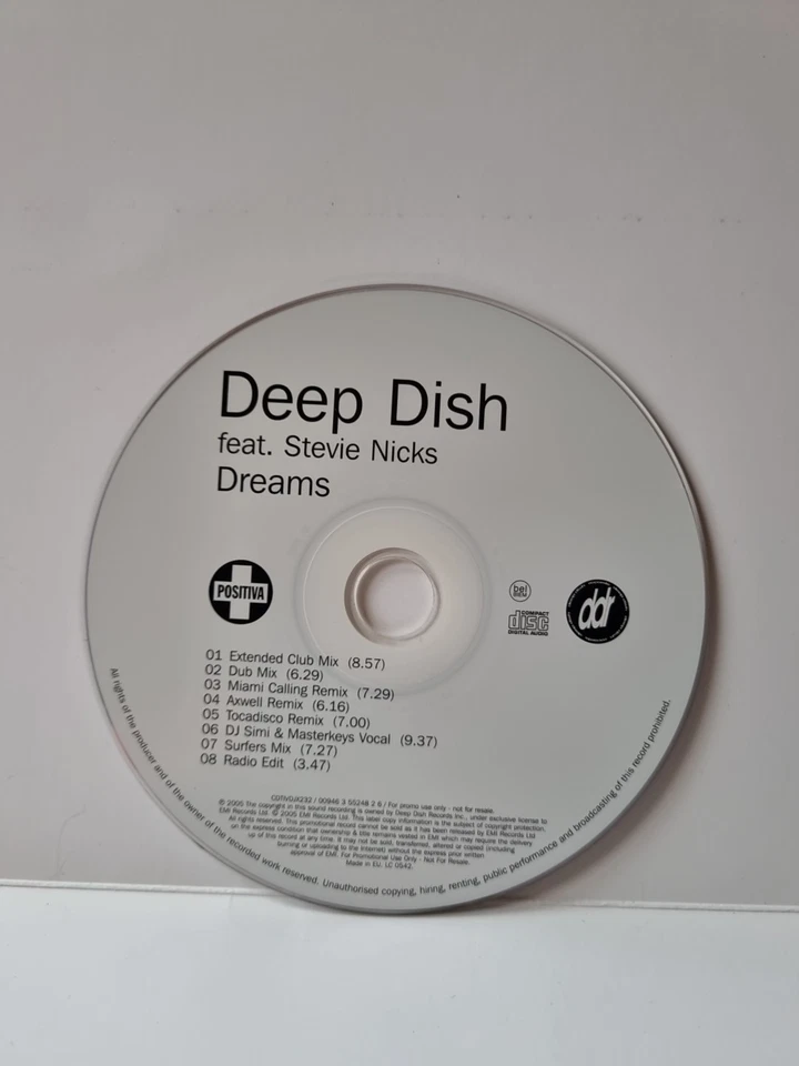 VERY RARE!! 8 TRACK UK CD PROMO OF "DREAMS" BY DEEP DISH & STEVIE NICKS FROM FLE - Image 2 of 3