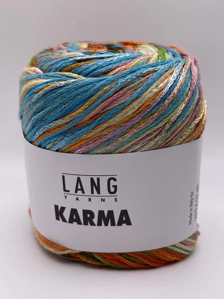 Lang Karma #04 Copper Blue Green+ Striping DK Cotton Linen Cake Yarn 100gr 311yd - Image 3 of 4