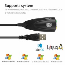 USB 2.0 External 7.1 Channel Sound Card 3.5mm Stereo Headphone Adapter Laptop PC