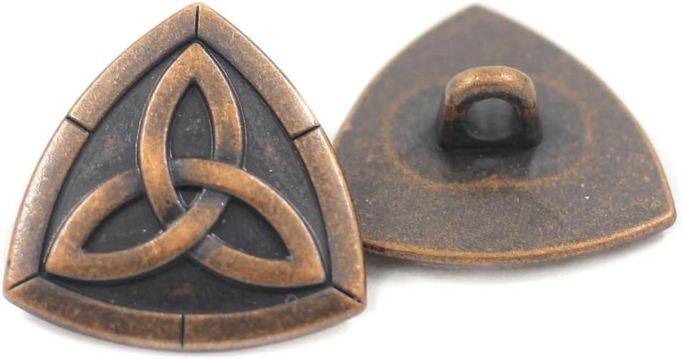 12 Pieces Triangle Celtic Trinity Knot Metal Shank Buttons. 20Mm (3/4 Inch) (Ant - Image 3 of 4