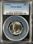 1954-S  25C Washington Quarter Dollar PCGS MS65   80485163