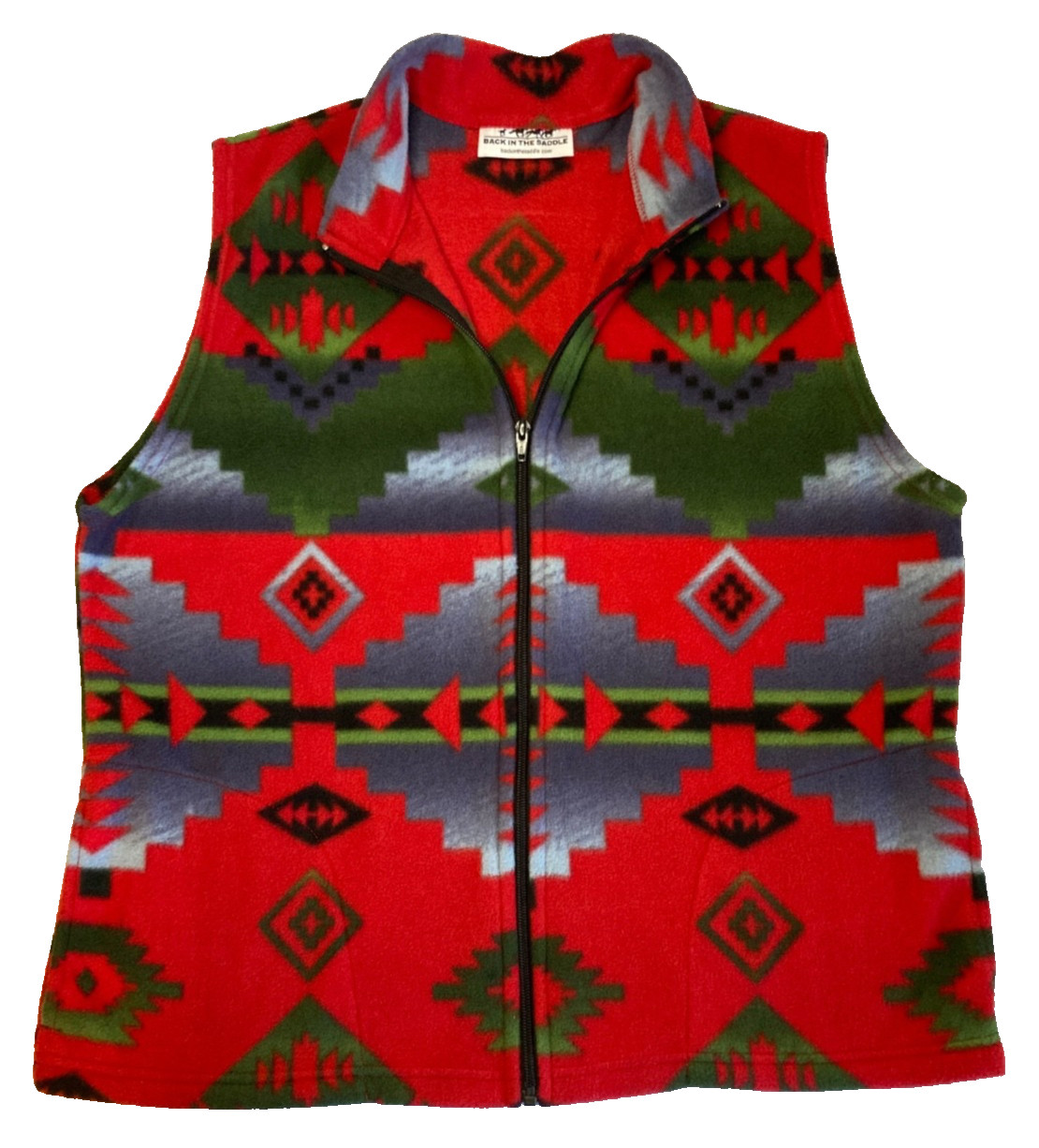 Back In The Saddle Womens S Fleece Vest Aztec Western Full Zip ~ Pockets! image 2