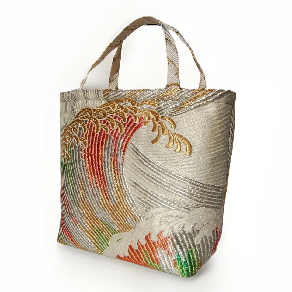 One of a Kind 100% Silk Kimono Obi Bag – Upcycled Japanese Artisan Tote Purse - Image 4 of 4