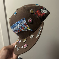 Brown Adjustable Snapback Hat Embroidered Gra...