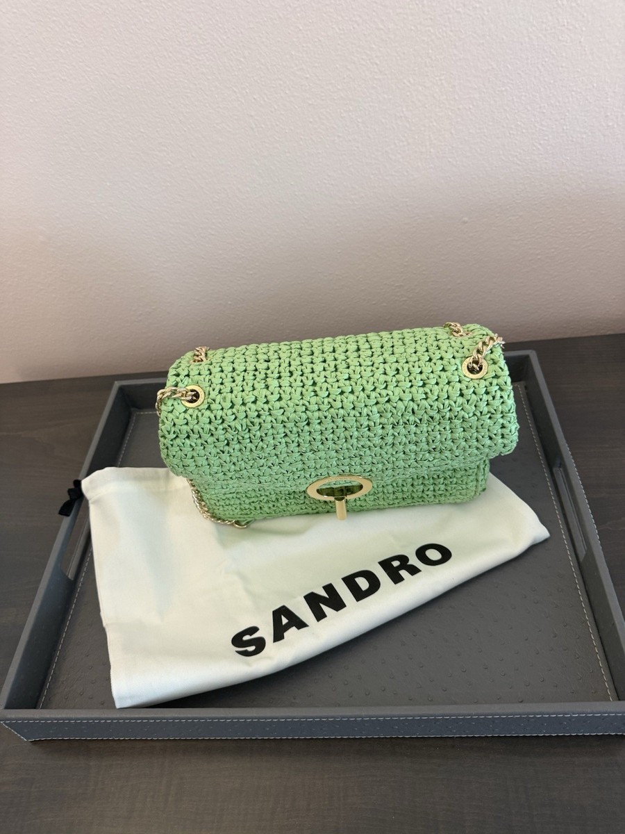 Sandro Green Raffia YZA Bag Women's Purse | eBay