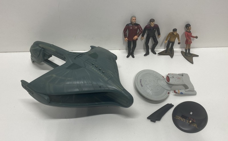 Star Trek Playmates Toy Lot Romulan Warbird Enterprise D 4 Figures 1990s 6pc