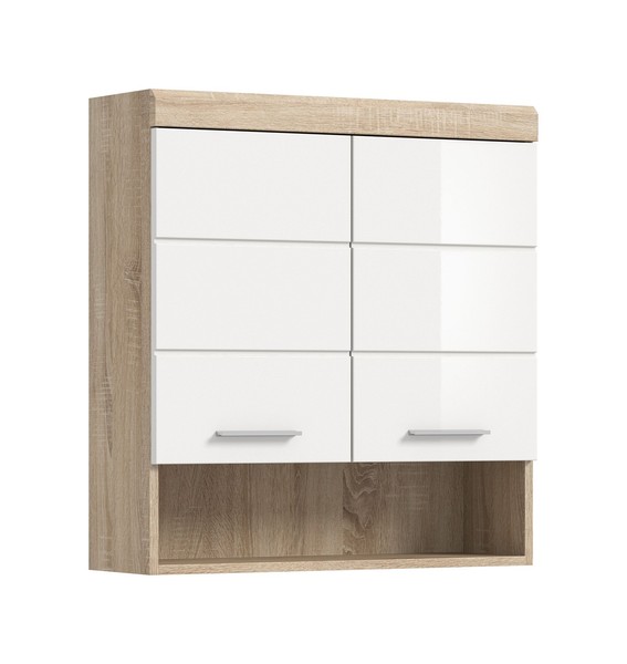 Homes & Jones Bad Lambada HäNgeschrank Schrank In Weiß Hochglanz Und Sonoma Eich-image