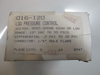#ad #ad Ranco Low Pressure Control 1 4” Male Flare O16 120 O16 120 016 120 $149.99