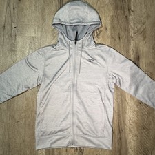 Reebok Full Zip Hoodie Gray Fleece Athletic Lightweight Logo Zip Up Jacket S