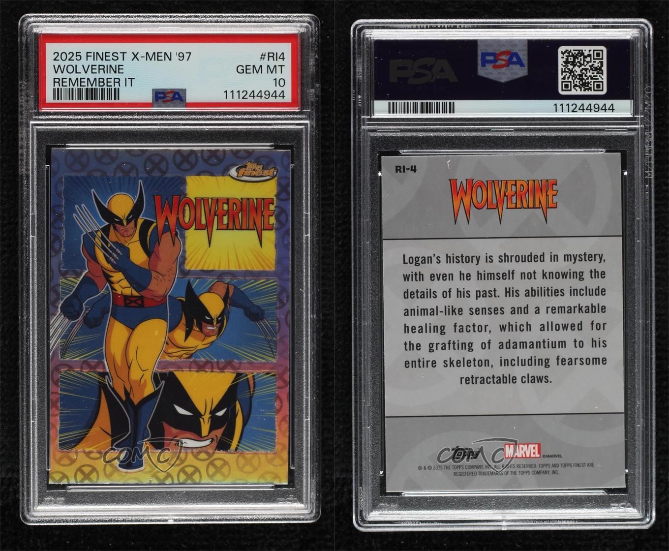 2025 Topps Finest X-Men '97 Remember It Wolverine #RI-4 PSA 10 GEM MT 00ur view 3