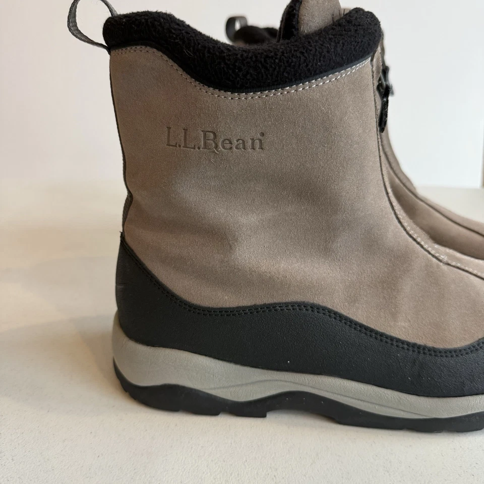 Мужские ботинки LL Bean 11.5 Primaloft утепленные спереди на молнии замшевые желтовато-коричневые черные для улицы - Изображение 3 из 4