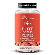 Eu Natural Elite Caffeine Pills with L-Theanine 120 Count Pack of 1 , Ivory