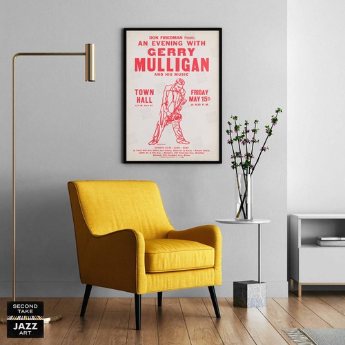 Gerry Mulligan jazz poster - Town Hall - 1959 (red variant) - Picture 4 of 7