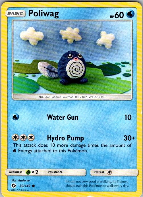 Poliwag 30/149 Common SM Base Set Pokemon Lightly Played