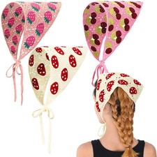 3 Pcs Crochet Hair Bandana Hair Scarf Knotted Headscarf Crochet Bandana Knitt...