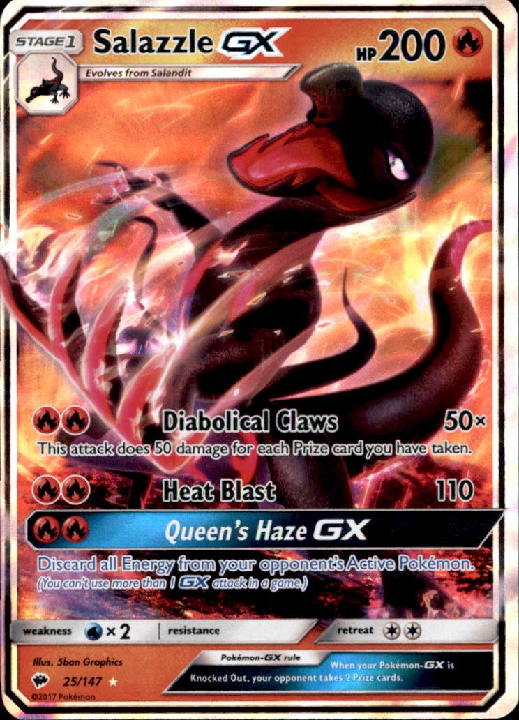 Salazzle GX 25/147 Holo GX Rare Burning Shadows Pokemon Near Mint