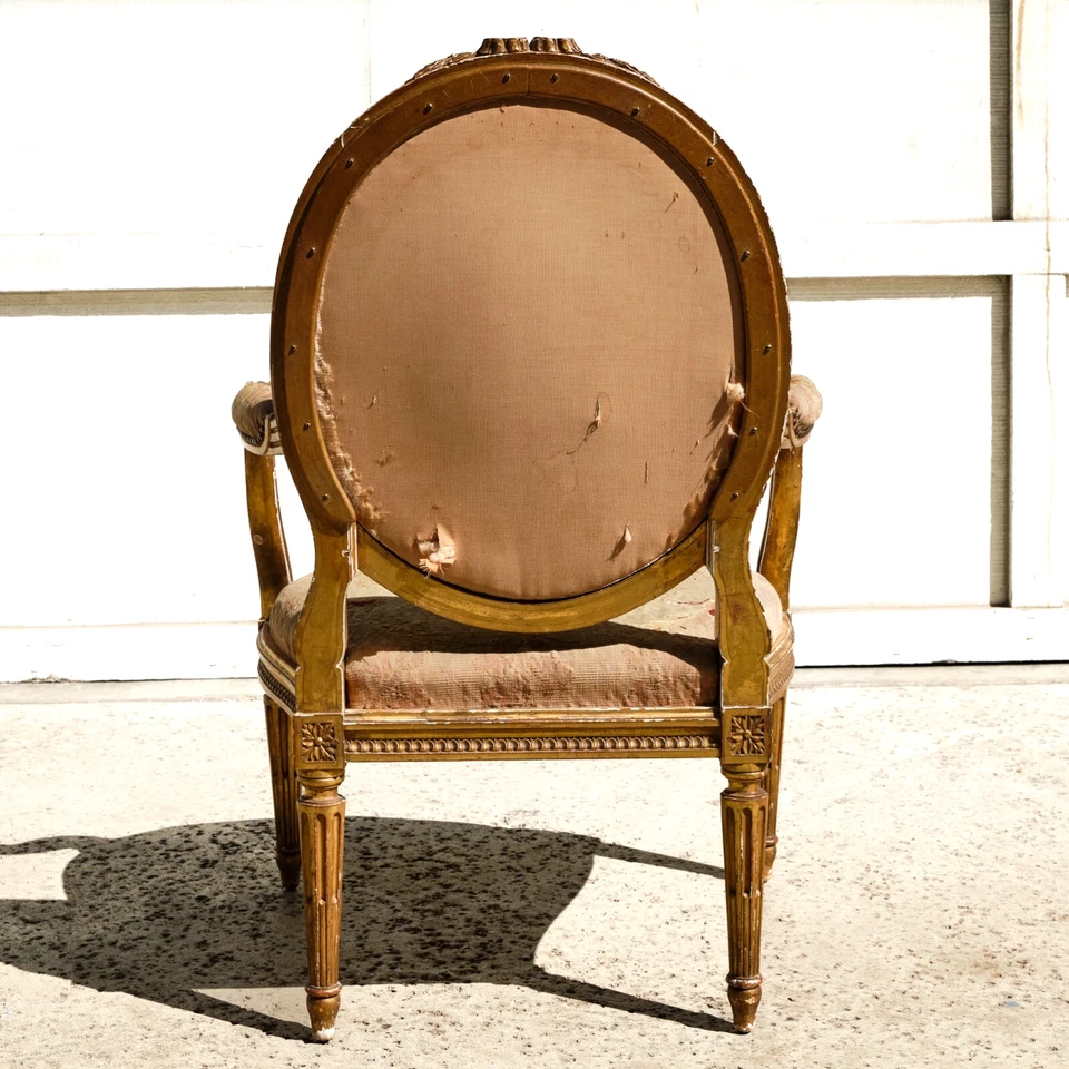 Antique French Arm Chair Louis XVI Style Carved Fauteuil - Paris Mark LOCAL Pick - Image 4 of 4