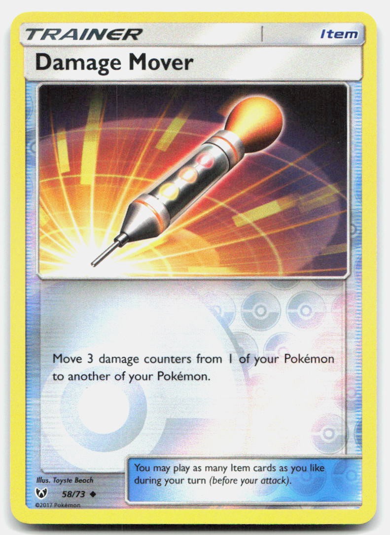Shining Legends Damage Mover 58/73 NM Pokemon Reverse Holo Uncommon Tcg Card