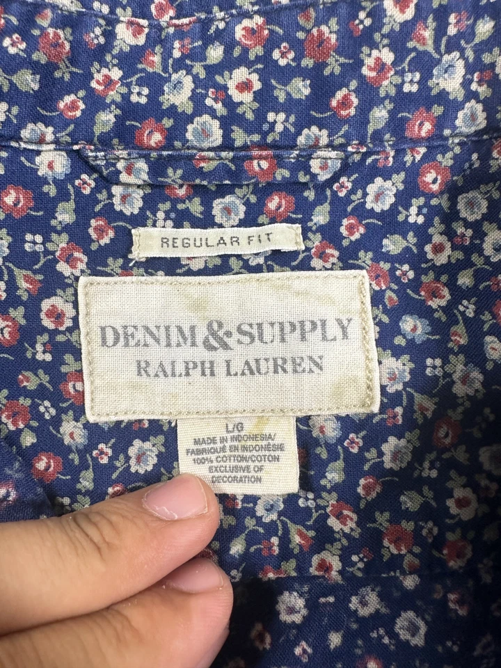 Camisa Denim & Supply Ralph Lauren Floral L/S Abotonada Púrpura Para Hombres Grande Foto 2 de 4