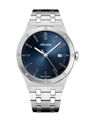 ADRIATICA Men Quartz Casual Watch Classic Dress Blue Dial Waterproof Swiss 41mm