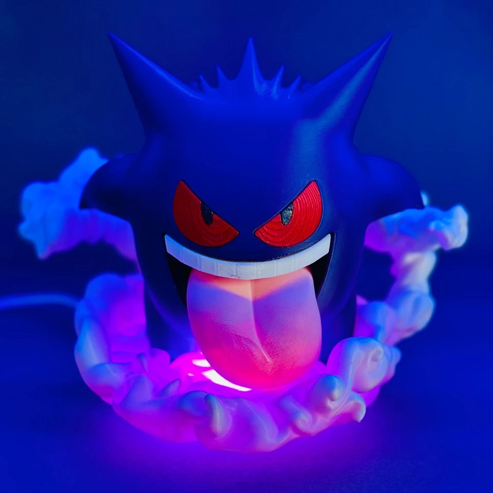 Lampada Pokémon Gengar 3D LED Multicolore con Telecomando USB Handmade - Immagine 2 di 4