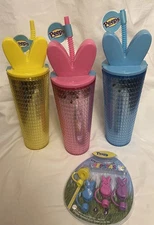 PEEPS tumbler - set of 3 + One set of PEEPSTASTIC Easter straw toppers NEW!!!