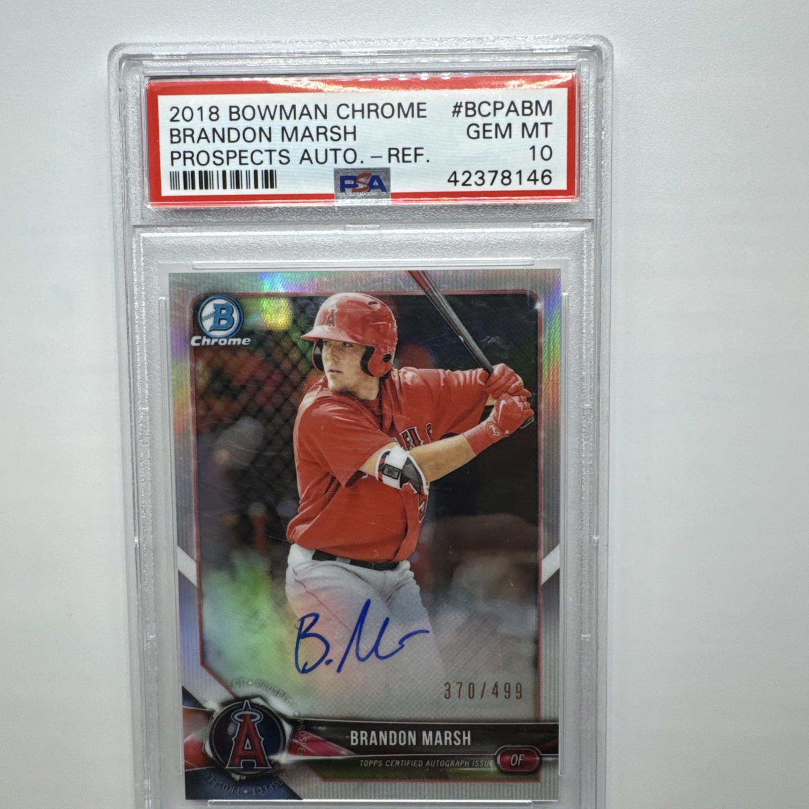 2018 Bowman Chrome Brandon Marsh #BCPA-BM PSA 10 Rookie Auto Refractor /499