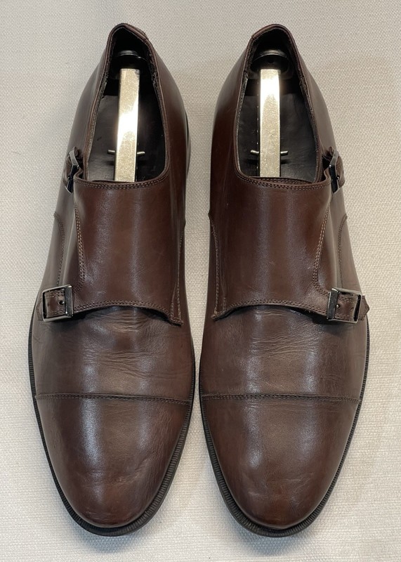 Bruno Magli Siracusa Brown Leather Double Monk Strap Loafer Dress Shoe 9 M
