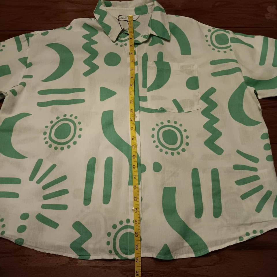 限量收藏纽扣抽象衬衫 * 英国 16 - 美国 12 * 亚麻混纺 — 第 3/4 张图片