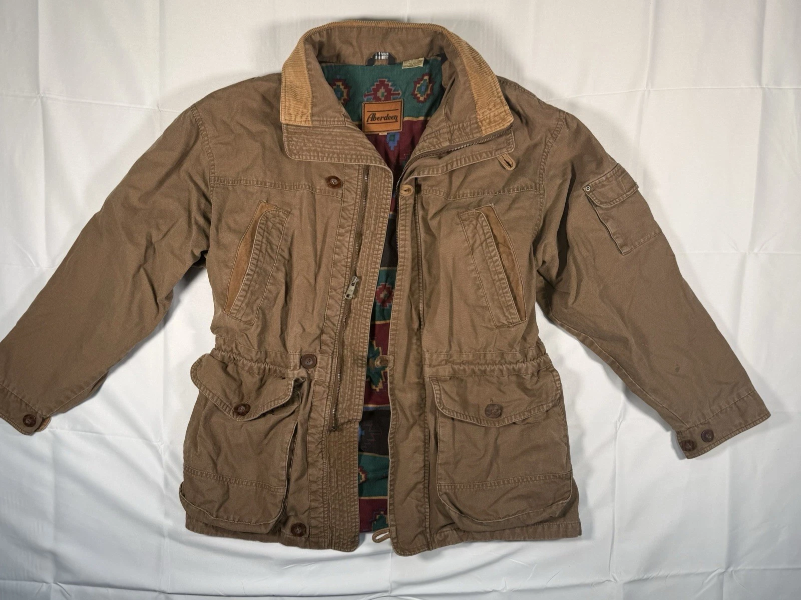 VTG Aberdeen 100% Cotton Chore Barn Coat Corduroy Collar Size Medium