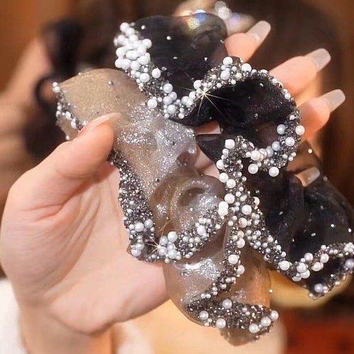 Mesh Organza Bead Ponytail Hair Rope Headdress Hair Tie Head Rope Cute Decor New - Picture 2 of 9