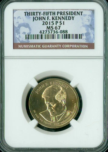 2015 P JOHN F. KENNEDY PRES. DOLLAR NGC MS67 2ND FINEST REGISTRY SPOTLESS *