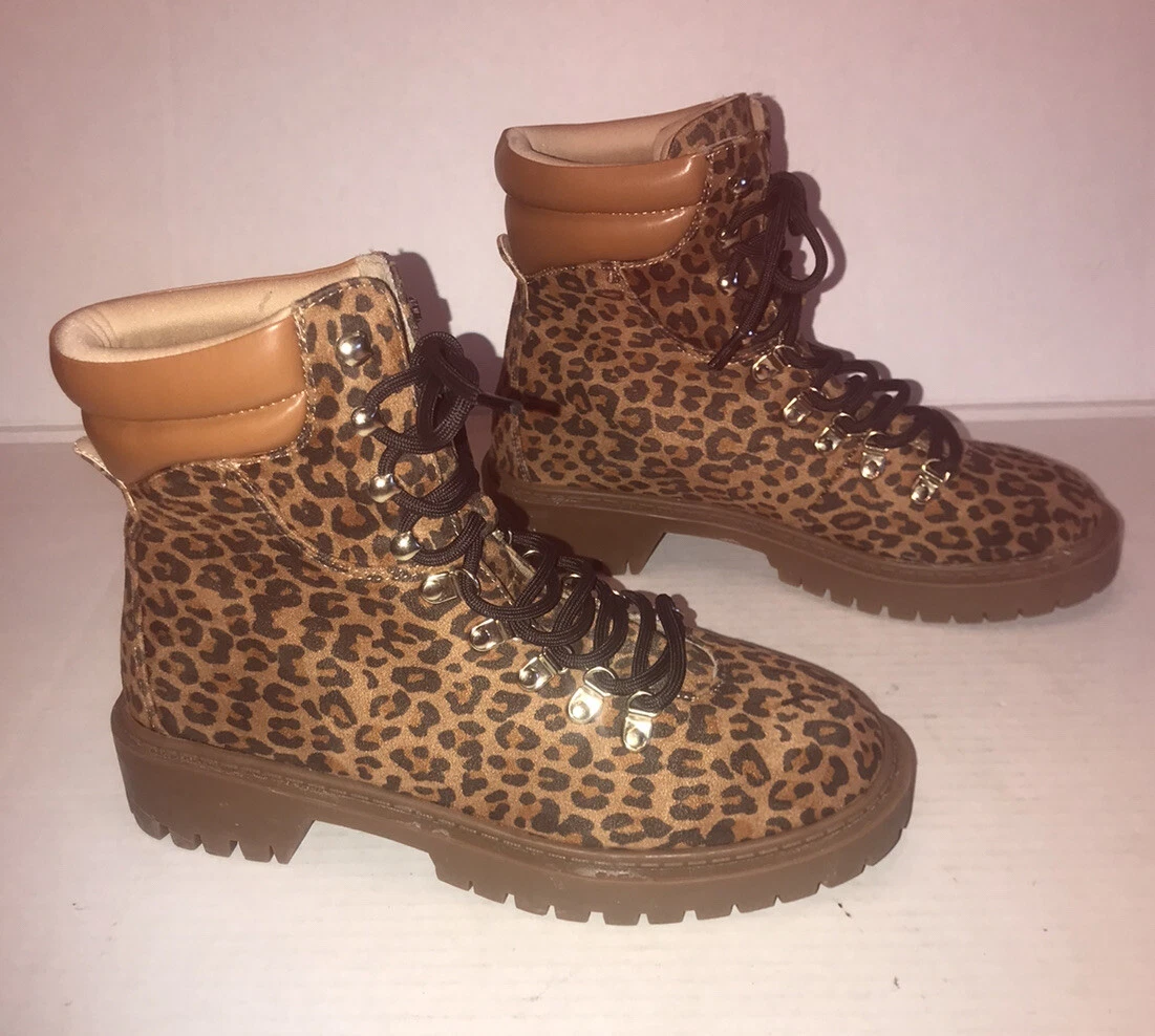 Leopard print cheap work boots