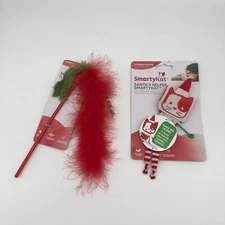 SmartyKat Christmas Holiday Feather Play Wand String & Plush Catnip Cat Toy