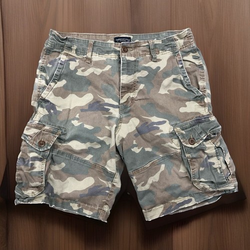 American Eagle Men’s 34 Extreme Flex Classic Camo Cargo Faded Distressed Shorts