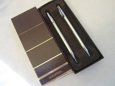 Sheaffer Writing Instruments Silver Chrome White Dot Pen Pencil Set in Box