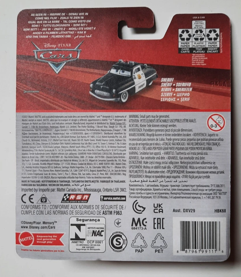 NUOVO CARS Disney pixar SHERIFF SCERIFFO 2021 radiator mattel 1/55 maclama - Immagine 2 di 4