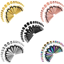 BodyJ4You 36PC Gauges Kit Ear Stretching 14G-00G Screw Fit Tunnels Plugs Set