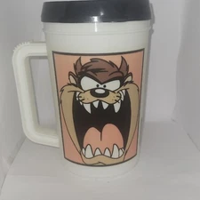 1998 Warner Bros TAZ Super Thermo Betras USA 22 oz Insulated Travel Mug Vintage
