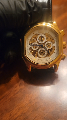 TRIAS T21400SK Gold Tone triple Calendar Skeleton Automatic watch