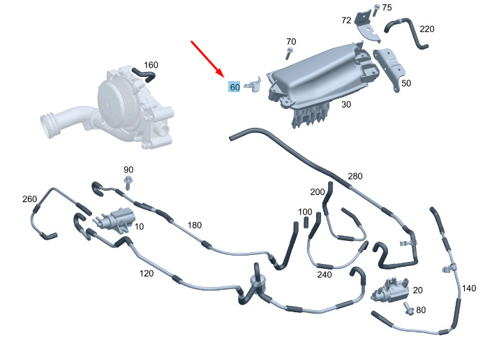 MERCEDES-BENZ VITO W447 Vakuumtank an Halterhalterung A6510940941  