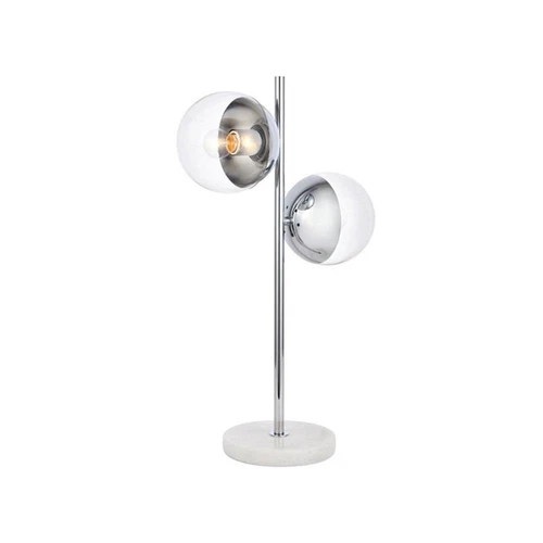 Living District Eclipse 2-Light Metal & Glass Table Lamp in Chrome/Clear - Picture 4 of 5
