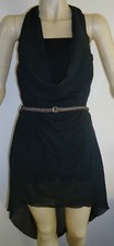 NEW LADIES FOXY BLACK CHIFFON HALTERNECK TUNIC DRESS SIZE 12