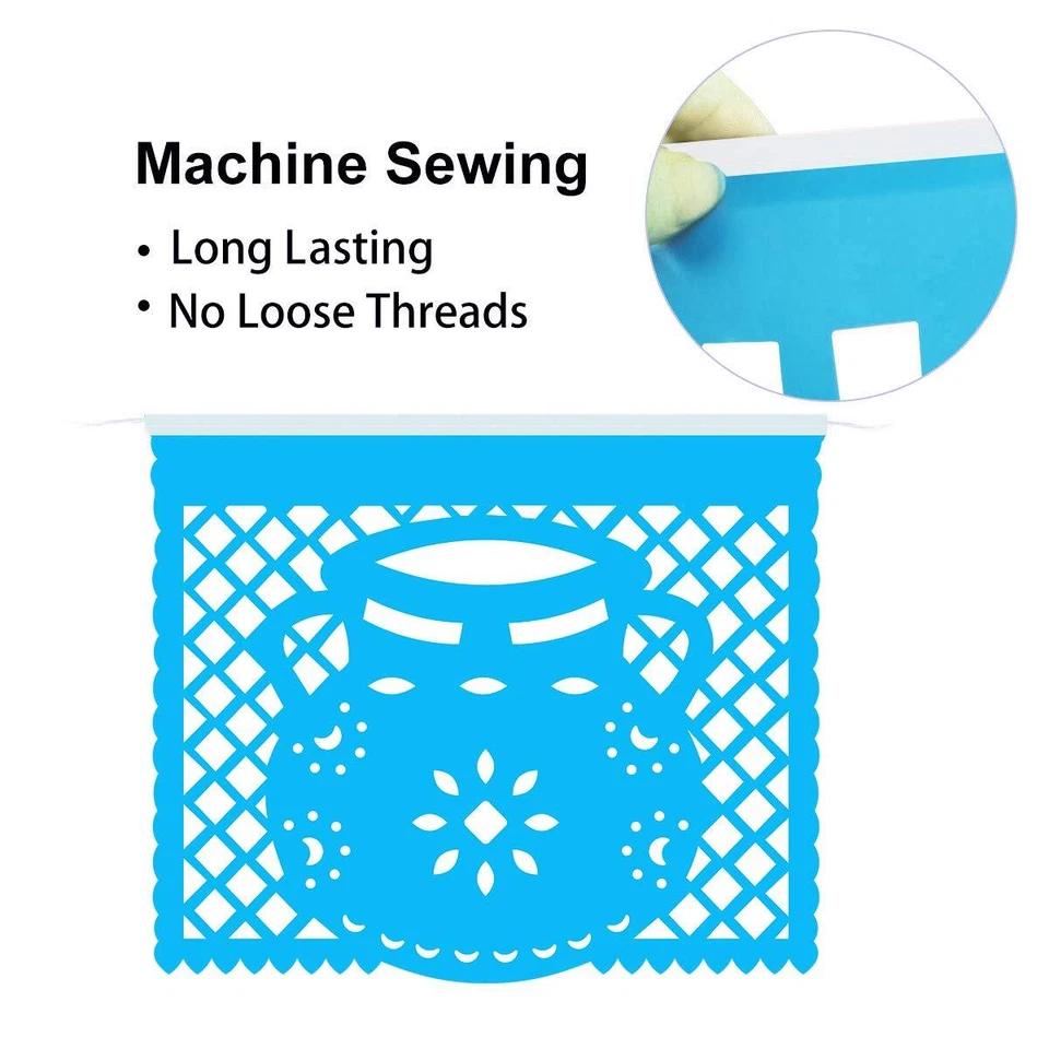 3-36 Piezas Banner Mexicano 22FT Grande Plástico Papel Picado Banner Fiesta Fiesta Decoración Foto 4 de 4