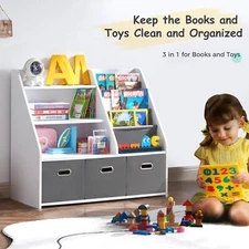 Kids Bookshelf Marcytop Wooden Toy Book Storage Organizer 4Tier Bookcase Bedroom
