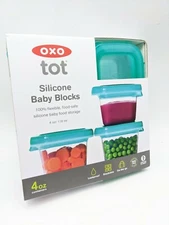 OXO Tot 4-Pack 4 oz. Silicone Baby Food Storage Blocks in Teal