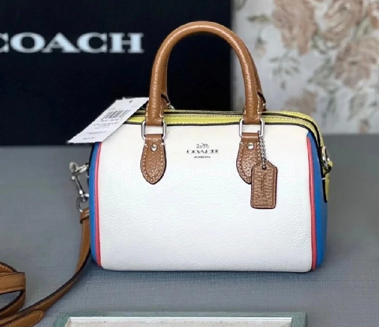 COACH Mini Rowan Pebbled Leather Crossbody Colorblock CK164