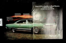 1967 Plymouth GTX Satellite Road Runner Car '68 Green Vintage Print Ad 24442